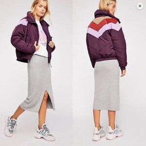 Free People Skyline Ribbed Midi Skirt with front slit